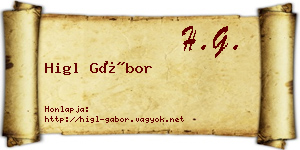 Higl Gábor névjegykártya